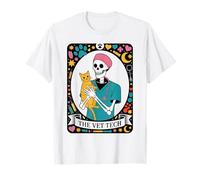 Scheletro Vet Tech Tarocchi Carta Divertente Veterinaria Tech Maglietta