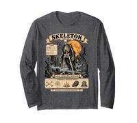 Scheletro Vintage Halloween Grafica retrò cimitero Horror Maglia a Manica