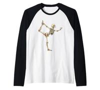 Scheletro Yoga in Piedi Bow Posa Yogi Umorismo Maglia con Maniche Raglan