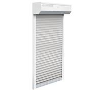 Schellenberg 39068 39068-Set finestre, Sistema Mini, 95 x 140 cm, Colore: Bianco/Grigio, per tapparelle Esterne a 45° in Alluminio, con Guide e Ganci in PVC