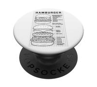 Schema del progetto di hamburger Cheeseburger Hamburger Chef divertente PopSockets PopGrip Adesivo