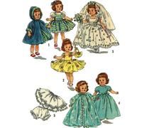 Schema Di Cucito Degli Anni '50: Guardaroba Per Bambole - Altezza=10.5” (26.7cm)
