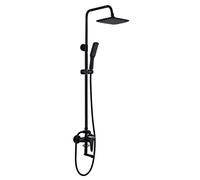 Schema di doccia ad alta pressione e doccia portatile con braccio di estensione regolabile altezza/angolo, 3 funzioni Doccia da bagno quadrata ad alto flusso, nero