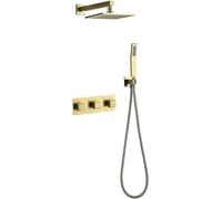 Schema di rubinetto per doccia classico set di rubinetti per doccia classica, doccia per bagno in ottone, pluviale quadrata a pioggia quadrata per doccia spazzolata a parete in oro rubinetto da bagno