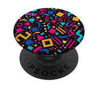 Schema grafico nero retrò anni '80 anni '90 giocare Memphis PopSockets PopGrip Adesivo