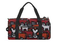 Schemi di tagli di carne per macelleria divertente borsa da palestra con scomparto per scarpe borsone da viaggio borsa da viaggio borsa da yoga