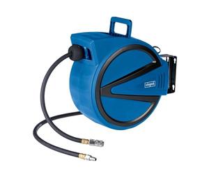 Scheppach Avvolgitubo ad aria compressa, 15 bar, pressione di esercizio | Ø 9,3 mm interno / 15,3 mm esterno | orientabile a 180° | portatile, con arresto automatico | Avvolgitubo automatico AHR15 per