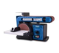 Scheppach BTS800Vario - Levigatrice a nastro e piatti con display LCD e velocità vario, 400 W, pieghevole, nastro abrasivo 914 x 100 mm, Ø 150 mm, con arresto trasversale