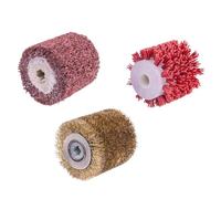 Scheppach Set di 3 spazzole abrasive, spazzola in filo di ottone, spazzola in fibra sintetica e spazzola in filo di nylon, diametro esterno 60/13 mm, adatta per smerigliatrici da ristrutturazione