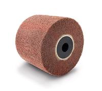 Scheppach Spazzola in fibra sintetica per smerigliatrice MRS1300, larghezza 100 mm, diametro 120 mm, rullo abrasivo adatto per superfici in legno, pietra, metallo, piastrelle e fughe, spazzola di