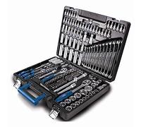 Scheppach TB217 Cassetta degli attrezzi riempita | Set di attrezzi da 217 pezzi | Cassetta degli attrezzi con chiave a bussola, punte, cricchetti, chiavi a forchetta e marce, set di chiavi a bussola
