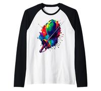 Scherma Splash Art - Fencing Sport Maschera e Spada Colorati Maglia con Maniche Raglan