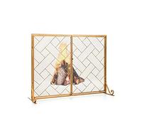 Schermata del camino 3 pannello pieghevole Schermo del camino in ferro battuto con porta per proteggere il coperchio della guardia scintillante per bambini (colore: noir) (dorato) piccolo regalo