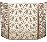 Schermate del camino decorativo, 3 31,5 pollici di guardia del fuoco piatto in metallo pieghevole, gate per schermo camino in maglia in ferro a 3 pannelli, per esterno interno (colore: gol piccolo