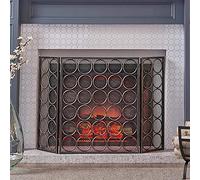 Schermate del camino decorativo, 3 pannelli divisioni in ferro battuto pieghevole, rete decorativa in metallo Copertura solida pentola per camino, cancello in piedi per animali domestici piccoli