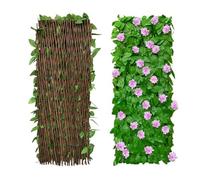 Schermatura Artificiale a Foglie, Schermo Espandibile per Privacy da Balcone e Patio, Pannello Decorativo in Edera Sintetica, Siepi Artificiali 30x200cm - Espanso (1 pezzo, Fiori Rosa)