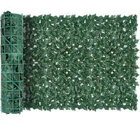 Schermatura artificiale da giardino, siepe artificiale, recinzione di edera artificiale, recinzione di edera in plastica, rotolo di siepe decorativa artificiale, 100 fascette con cerniera (verde scuro