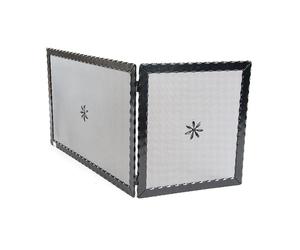 SCHERMI PARASCINTILLE AD ANGOLO ANGOLARE IN FERRO BATTUTO CM. 96X0,5X45