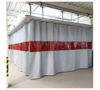 Schermi Per Saldatura Con Finestra Trasparente Rossa, Coperta Ignifuga In Fibra Di Vetro Rivestita In Silicone, Tende Per Saldatura Industriale Con Occhielli(Gray-1mm,5.5x2.5m/18x8.2ft)