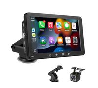 Schermo Auto 7" con Carplay Wireless e Android Auto - Display Portatile con Telecamera Posteriore | FM Trasmettitore, AUX, USB | Plug & Play per la maggior parte delle auto (7 pollici + fotocamera)