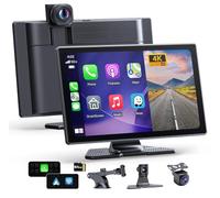 Schermo CarPlay Auto 9" compatibile con A-pple CarPlay e Android Auto wireless, SuperLink e AirPlay doppio mirroring, dashcam 4K + retrocamera 1080P, registrazione in loop, 64GB inclusi, Bluetooth