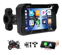 Schermo Carplay Moto Wireless 5" Touch Screen, Wireless Carplay Android Auto Portatile per Moto All Terreno con Telecamera da Cruscotto, Bluetooth, Siri, IP68 Impermeabile GPS Navigazione