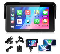 Schermo Carplay per Moto con Senza Fili CarPlay e Android Auto, Motorsi 5 Pollici Impermeabile Touchscreen, Doppio Bluetooth, Navigazione GPS, Siri/G00gle Assistente, Plug-and-Play