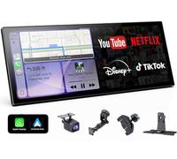 Schermo CarPlay wireless da 10,25" per auto con app Netflix e Youtube, Touch Screen Car Play per Apple CarPlay e Android Auto, Telecamera di retromarcia incorporata, custodia video di intrattenimento