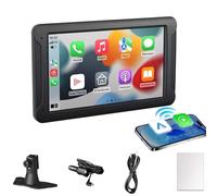 Schermo Carplay Wireless for Auto, Autoradio Touchscreen IPS Portatile Da 7 Pollici, Compatibile Con Android Auto, Bluetooth, Mirrorlink, Navigazione Live, Controllo Vocale, Trasmissione FM, AUX