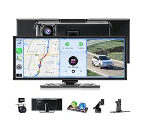 Schermo da 11 pollici con Dash Cam anteriore e posteriore 2.5K + 1080P, Wireless CarPlay e Android Auto, registrazione in loop, scheda da 64 GB, tablet Pro Max 2026 1920 x 720P, Mirror Link