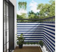 Schermo da balcone a righe blu e bianco 110 x 800 cm in tessuto Oxford poliestere, frangivista esterno idrorepellente per giardino o terrazzo, design moderno a righe per un'ombra