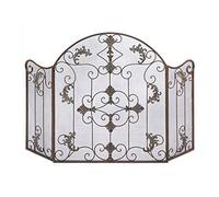 Schermo del camino, 3 pannello in ferro battuto camino cancello in piedi, bambino sicuro fuoco Guardrail Spark Guard copertura, Bronzo Spark Guard copertura,