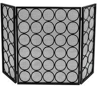 Schermo del camino a 3 pannelli, pesante guardia di ferro duwrought pieghevole decorazioni in metallo esterno in rete copertura a prova di rivestimento (colore: nero) (nero) (piccolo regalo nero