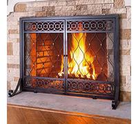 Schermo del camino Black Flat, Schermo di fuoco con porte per fuoco aperto/Gas Log/Grill/Stufa, Protettore di guardia della fiamma a prova di bambino, copertura a pannello singolo piccolo regalo