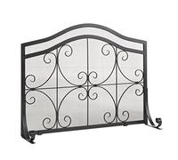 Schermo del camino in ferro battuto Schermo del camino Casa di partizione con rete a prova di fuoco a prova di camino decorazione porta della porta del camino nero 38,5 × 30,7 pollici Copertina di