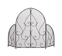 Schermo del camino in ferro battuto Tri-Fold Camino Schermo divisione con rete a prova di scintilla a casa antincendio Decorazione di decorazione da guardrail retrò da 33,4 pollici Copertina di