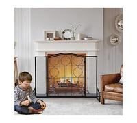 Schermo del camino schermata da camino a 3 pannello in ferro in black metal Place porta in piedi Copertura decorativa Copertura per esterni Copertina per protezione per protezione piccolo regalo