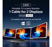 Schermo di espansione per laptop da 14 pollici Monitor portatile a tre schermi FHD con 1 cavo per 2 display per Windows, MacOS per 15-17,3 inc 15.6 inch 16-9