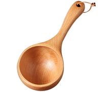 Schermo di Legno 8.5''Wooden Scoops per barattoli zuppa mestolo Rotondo Vasca per Sale con Cucchiaio Manico ergonomico per Far Parte di Farina, Fagioli, Acqua, Stile ascenerdi 1, Paletta