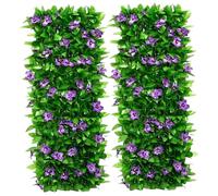 Schermo di privacy del balcone 2pcs, schermo di privacy della recinzione orchidea viola artificiale, pannello di recinzione con finta edera decorativa pieghevole per patio, esterno, balcone viola