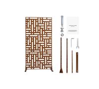Schermo di Privacy in Metallo-Duoku-47" L x 76" H-Separatore Esterno a 3 Pannelli-Corte di Privacy in Giardino