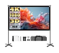 Schermo di proiezione con supporto portatile 16:9 | Panno 4K 1080P HD, dimensioni 100-150 pollici for uso domestico, ufficio, giardino e cinema(120 inch)
