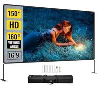 Schermo di proiezione portatile con supporto e custodia, grandangolo 4K HD per home cinema e film all'aperto