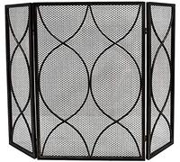 Schermo di protezione contro le scintille per interni ed esterni in rete metallica per camino, pieghevole a 3 pannelli, protezione scintilla in ferro battuto nero,