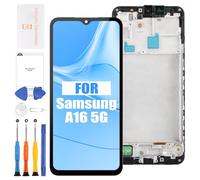 Schermo di ricambio per Samsung Galaxy A16 5G con telaio - Display LCD completo e kit di attrezzi completo - Fix vetro rotto/rotto - compatibile con SM-A166E A166U A166B (versione nero No Fit 4G)