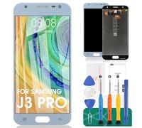 Schermo di ricambio per Samsung Galaxy J3 2017 J330 / J3 Pro 2017 J330 DUOS J330G J330L J330F J330FN J330DS J3300 - Kit di montaggio in vetro temperato gratuito (blu)