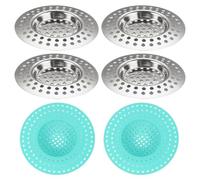 Schermo Di Scarico In Acciaio Inossidabile Da 4 Pezzi, Coperchio Di Scarico Del Pavimento In Silicone A 2 Pezzi, Filtro Anti-Blocco Multifunzione, Resistente E Robusto Per Il Bagno E La Cucina.