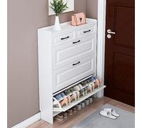 Schermo di scarpe indipendenti con cassetti a ribaltatura stoccata nascosta 3 cassetti pieghevoli per salvare lo spazio e elegante mobile da scarpe con bidone.