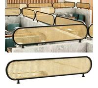 Schermo divisorio per controsoffitto del ristorante, divisorio a mezza parete in rattan con struttura in metallo dorato, elegante schermo per la privacy per cabina di ristorante, Black A 100cm/39.4in