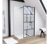 Schermo doccia MARWELL dal design moderno 90 x 195 cm incl. supporto a parete - Doccia in vetro con profilo a parete nero opaco - Vetro di sicurezza temperato per la massima sicurezza - Installazione